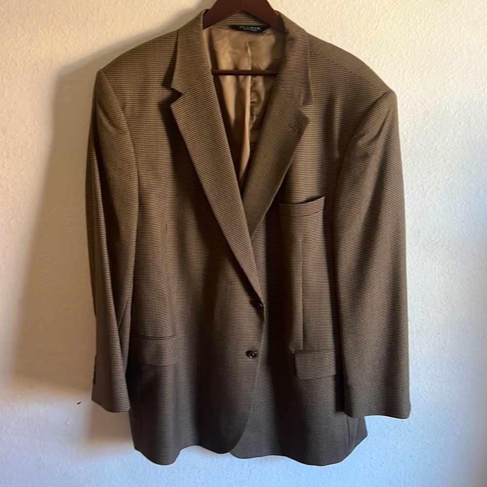 Jos-A-Banks brown plaid jacket used and in good condition.